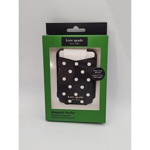 Kate Spade for Target Magnetic Wallet Black/White Polka Dot NEW